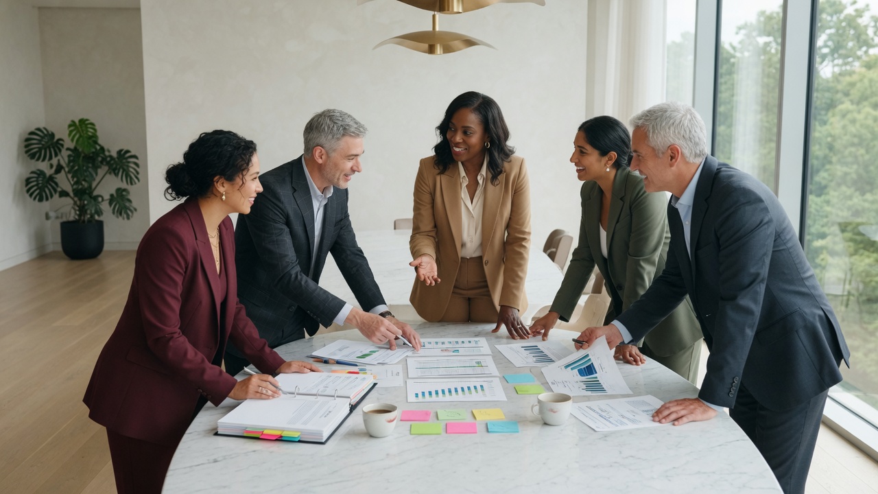 Executive team focused on modern revenue command (clean photo, no UI or text)